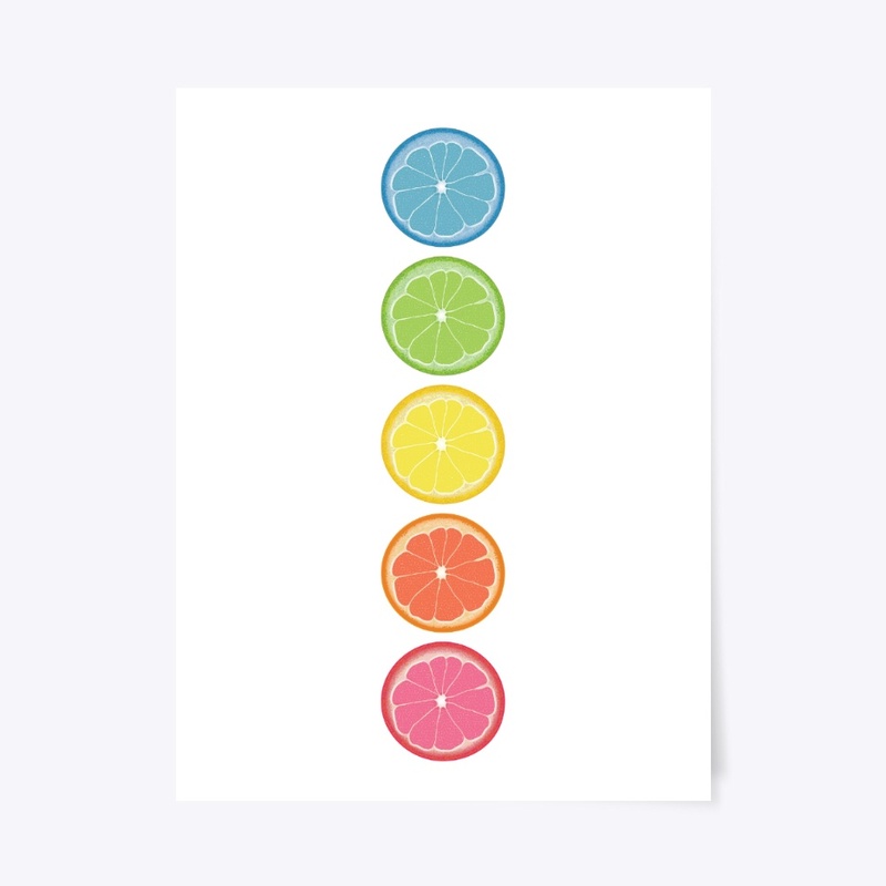 Fun rainbow citrus design. 