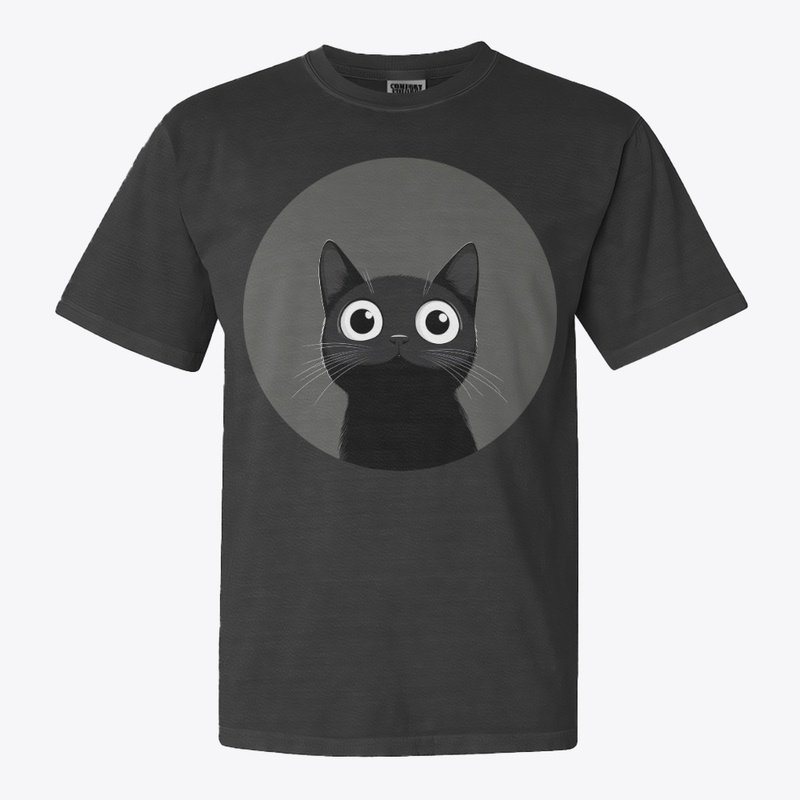 Cute Black Cat on Gray Moon