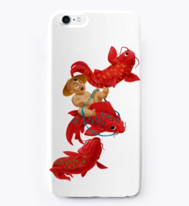 Chinese boy riding a fish