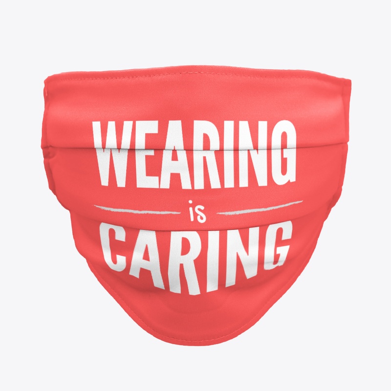 Wearing Is Caring Mask! (Coral/White)