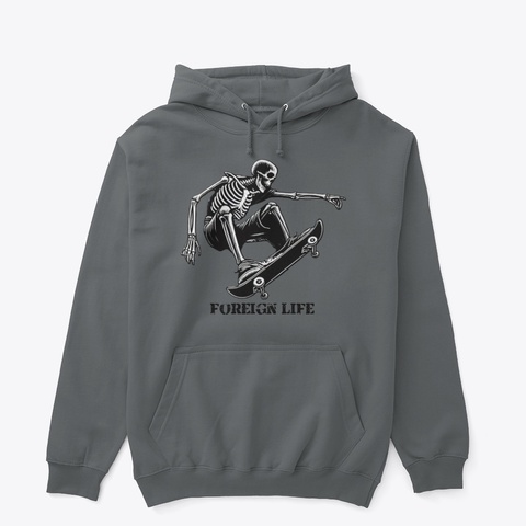 Foreign Life Skelton Skater Charcoal T-Shirt Front