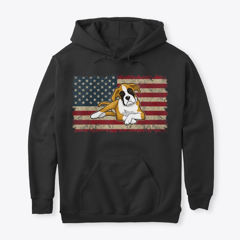 Vintage American Flag Boxer Dog Gifts