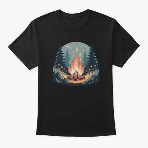 Wildflower Campfire  Black T-Shirt Front