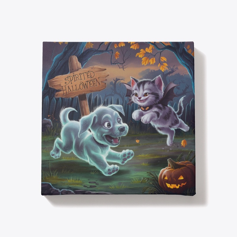 Spirited Halloween Pet Canvas Gift
