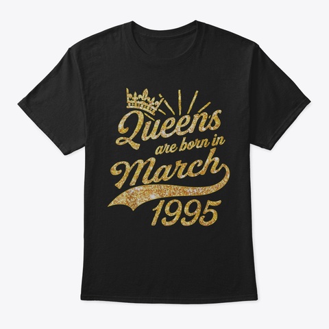 Queens Born In March 1995 24 Th Birthday  Black Camiseta Front