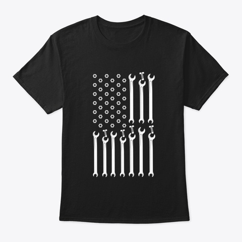 Screws And Wrenches Usa Flag Gift For Me Black T-Shirt Front