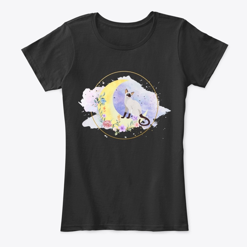 Siamese cat mom -moon and flowers