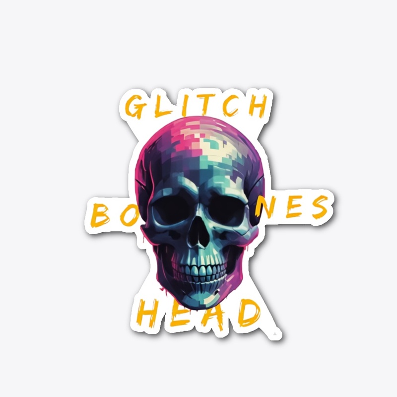 Glitch Bones Head – Pixel Skull Text
