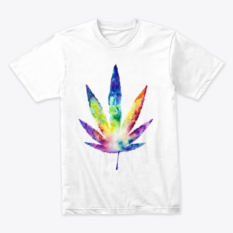 Watercolor Tie Dye Marijuana Leaf Art