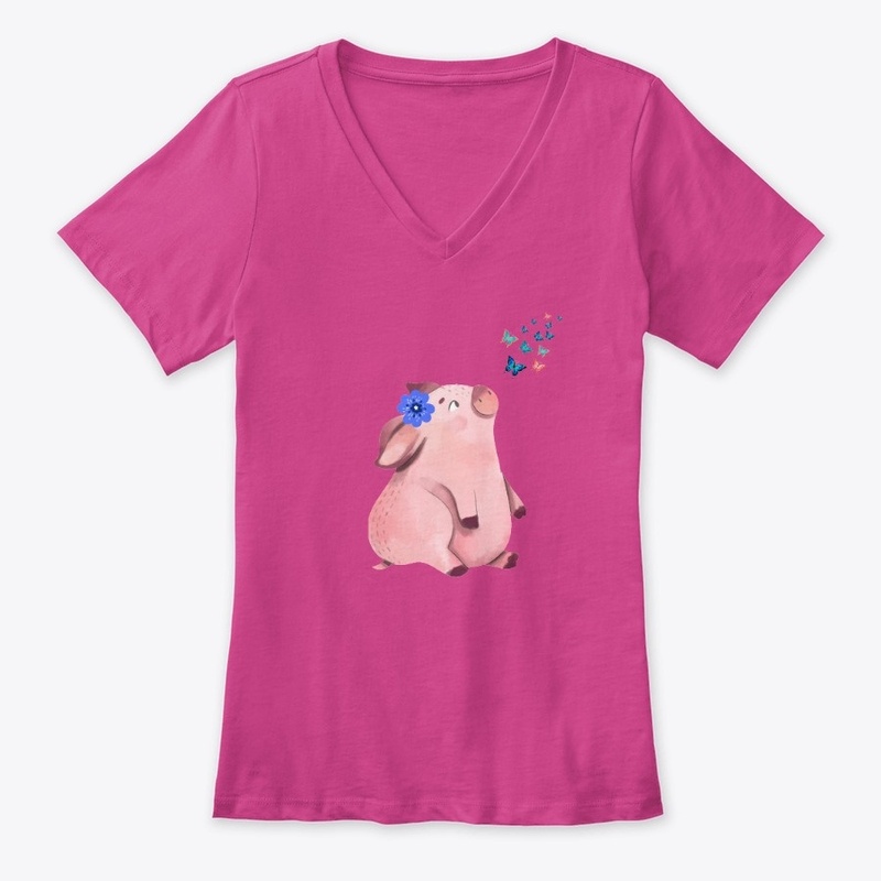 Pig watching butterflies