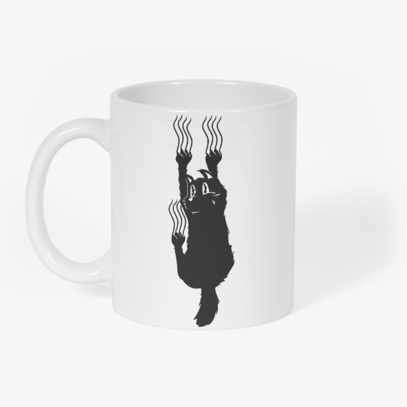 Funny Scratching Cat Silhouette