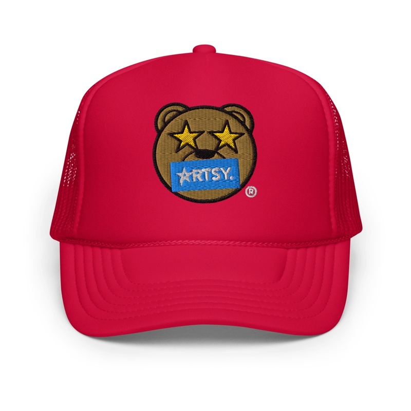 Artsy Life Teddy Bear Trucker Hat (Red)