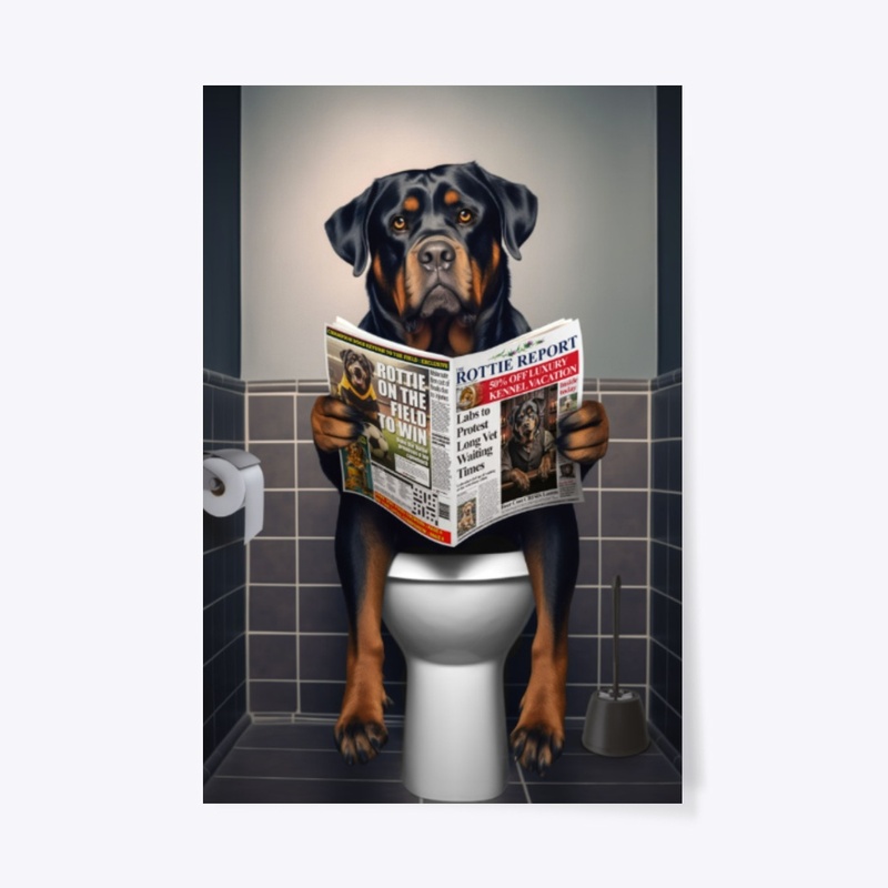 Rottweiler in Bathroom
