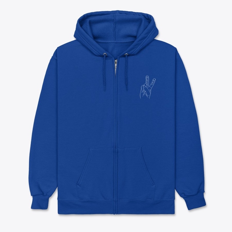 PEACE OUT ZIP HOODIE | WHITE LOGO