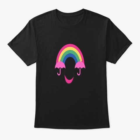 Smiling Rainbow Black T-Shirt Front
