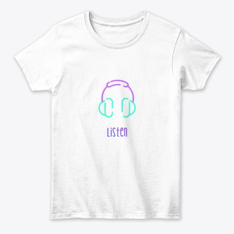 Purple illustrate listen graphic t-shirt