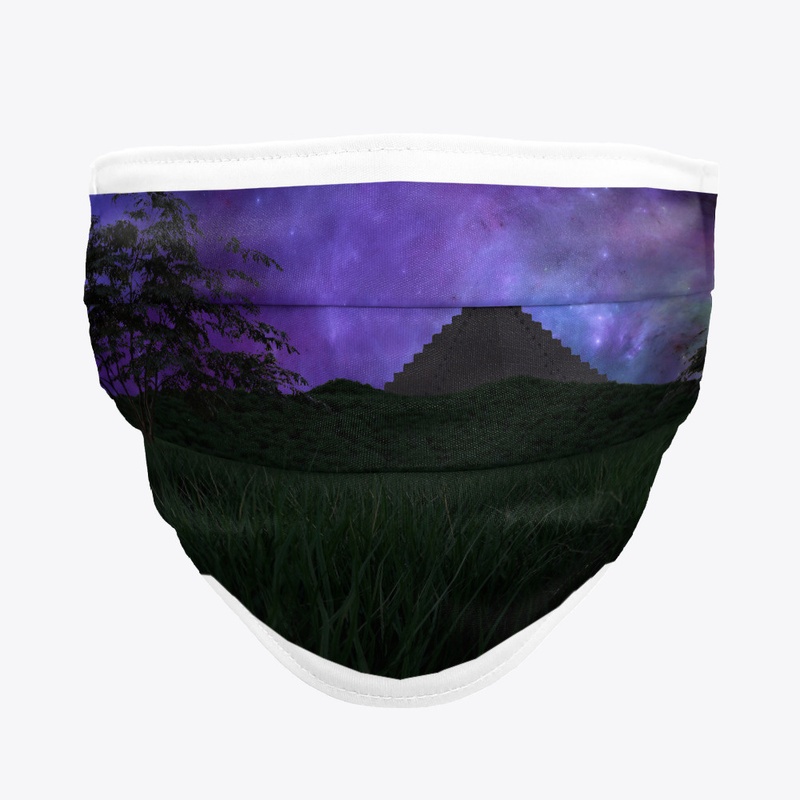 pyramid landscape and cosmos background