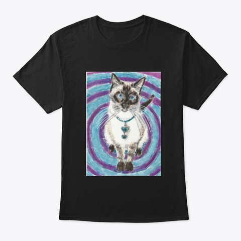 Milo Siamese Cat Black T-Shirt Front