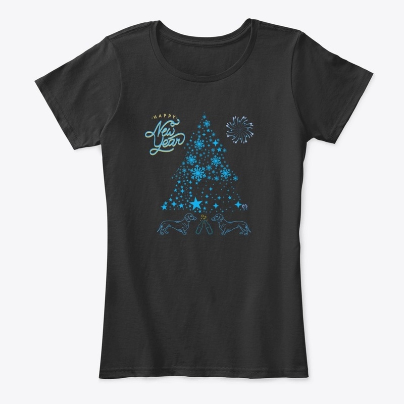 Sparkle Blue Tree New Yr Dachsies