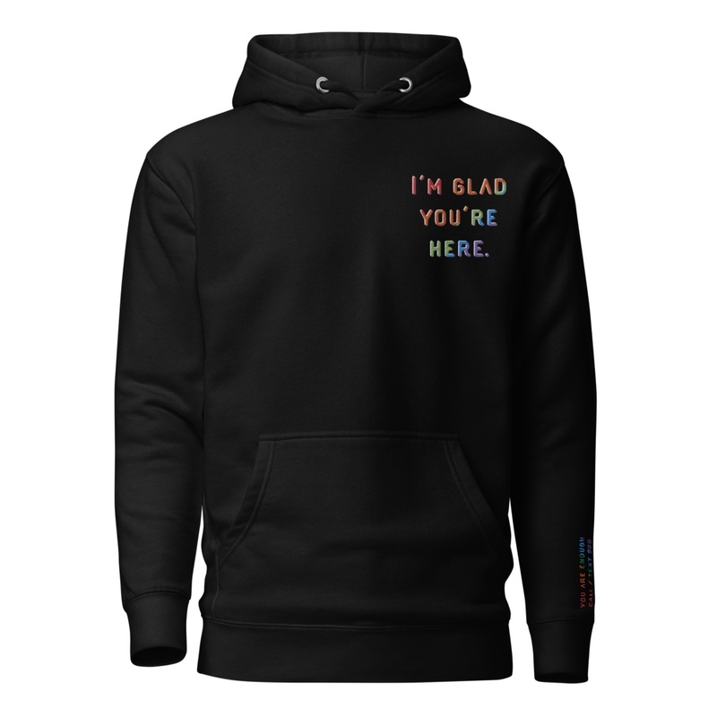 Embroidered “Glad You’re Here” Rainbow