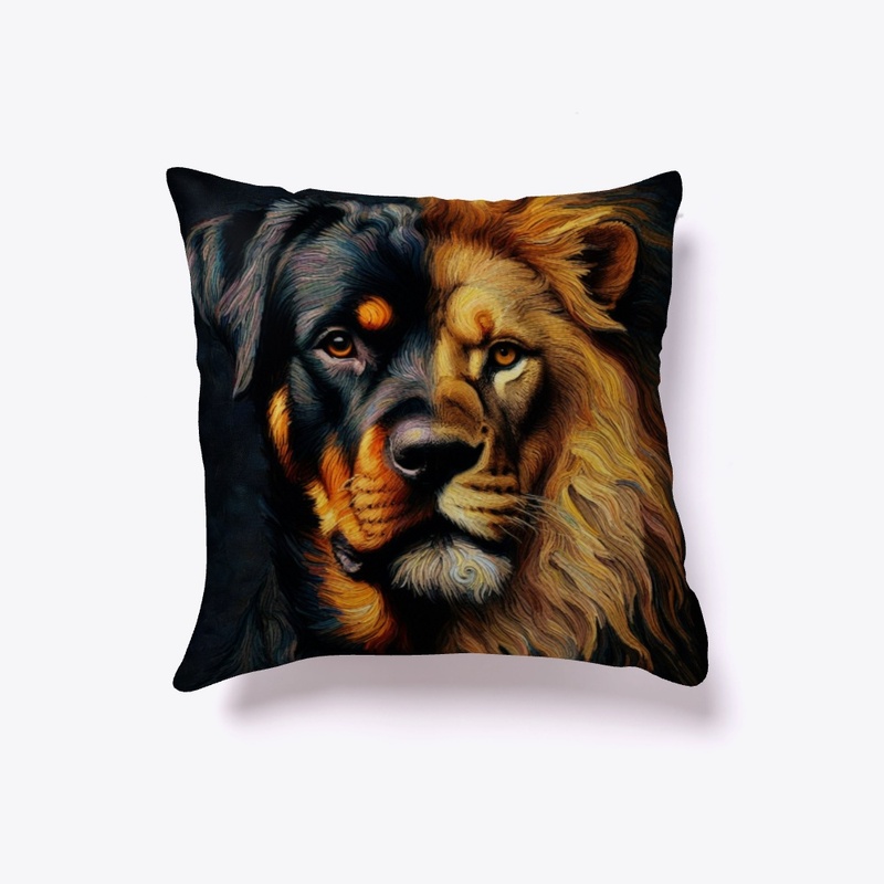 A Rottweiler and a Lion