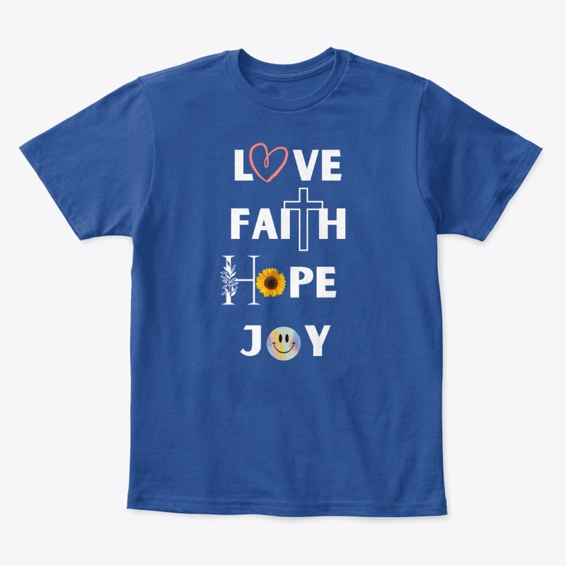 Love faith hope and joy kids tee