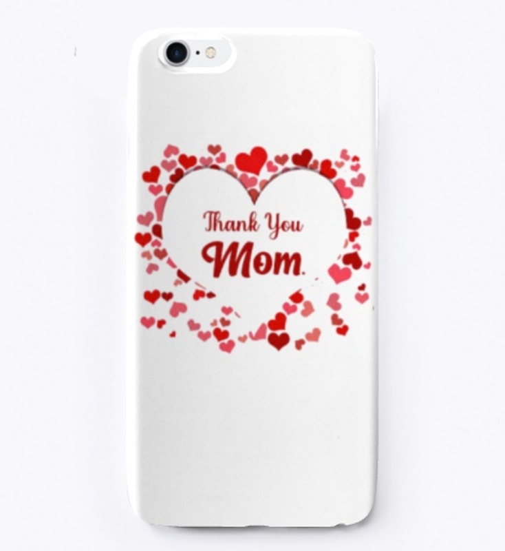 Thank You Mom with red hearts design