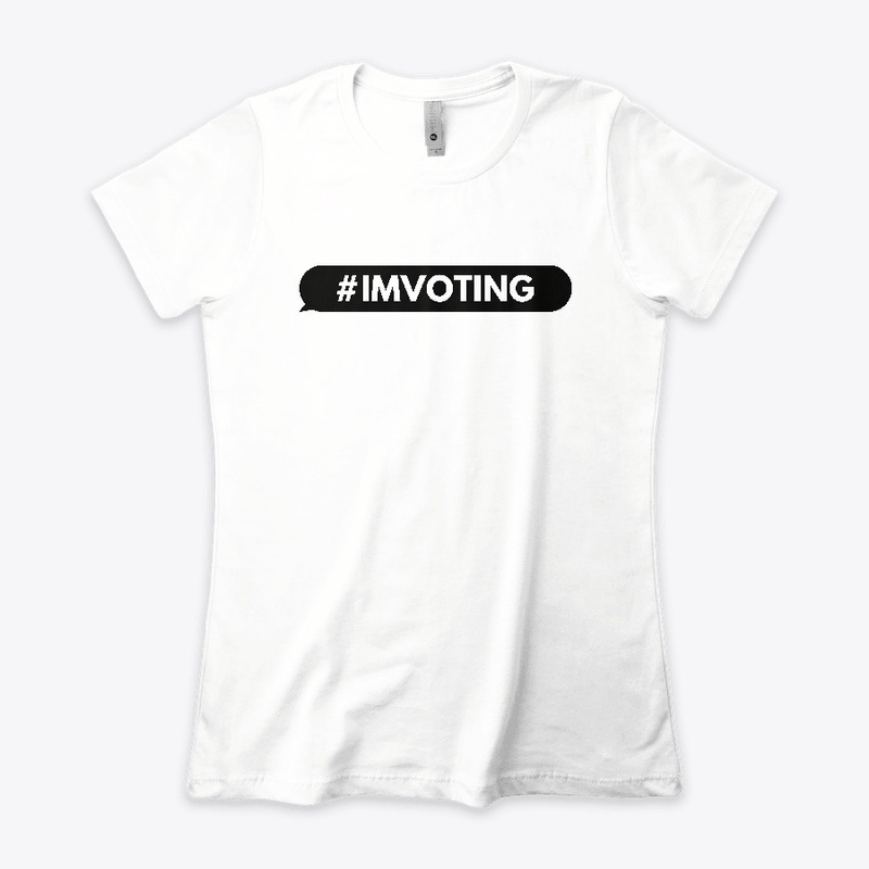 #IMVOTING, black bubble, white text