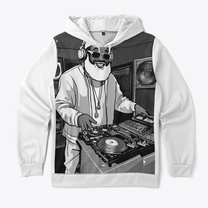  "DJ Poster Print Hoodie in Whitecolour"