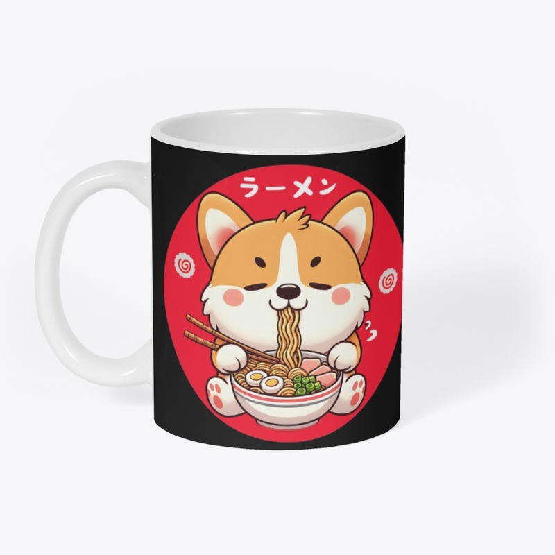 Corgi Eating Ramen Cute Kawaii Noodles