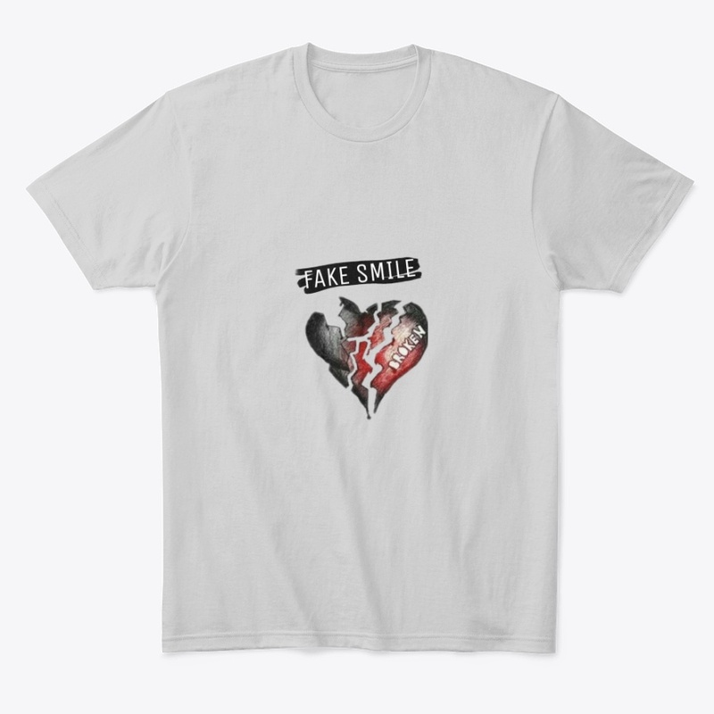 Fake smile, broken heart design t shirt 