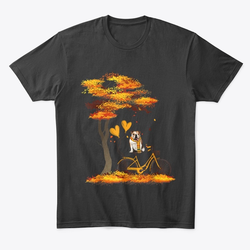 Maple Bulldog Bike Leaf Autumn Shirt