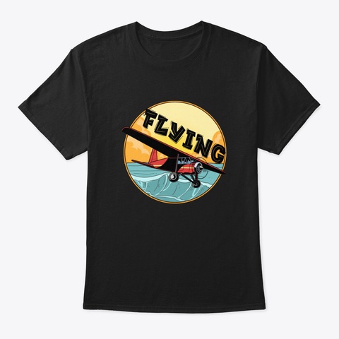 Awesome Vintage Pilot Gift Vintage Flyin Black T-Shirt Front