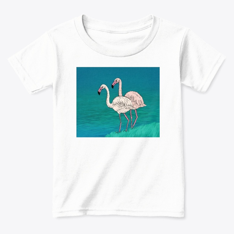 Two pink and white  flamingo 