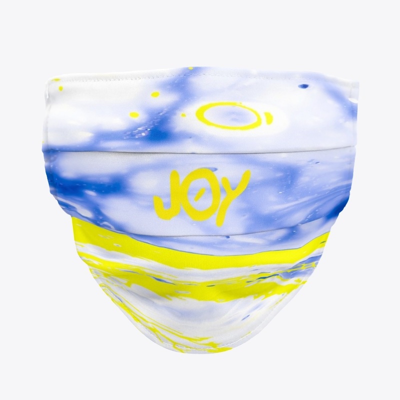 Blue & Gold Marble "JOY" Face Mask