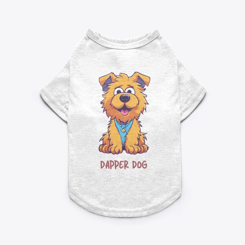 Smiling Furry Dog Wearing Blue Shirt