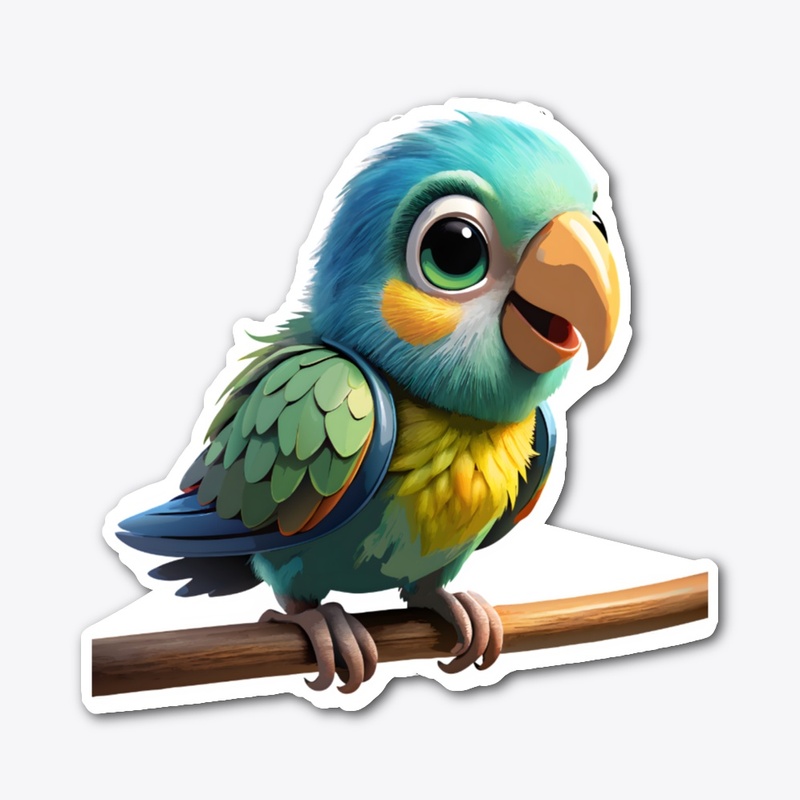 Cute Parrot Standing on a Branch.