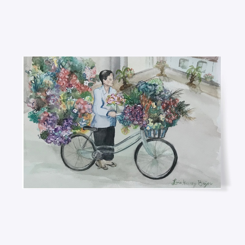 Flower Peddlar On Bicycle