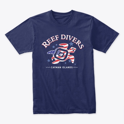 Reef Diver   Usa Flag Turtle Midnight Navy T-Shirt Front