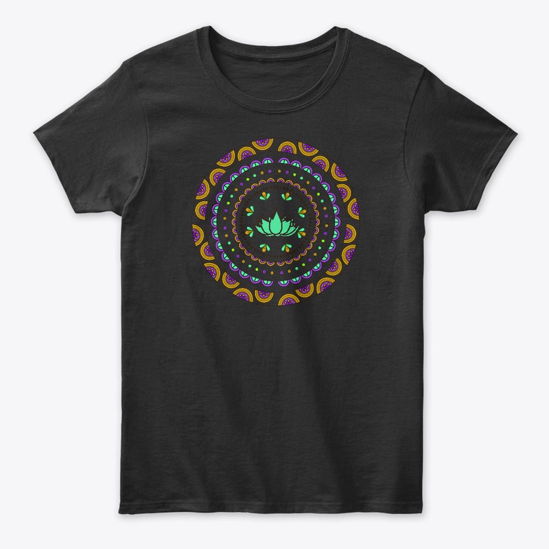 Tranquil Green Lotus Mandala T-Shirt