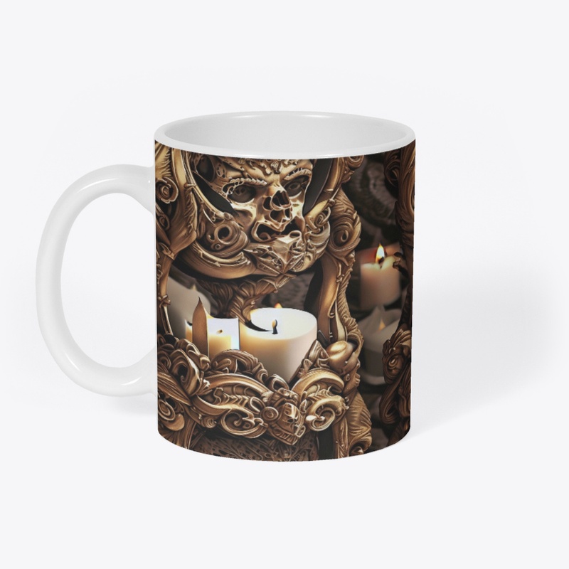 Halloween Candle Skull Seamless Pattern 