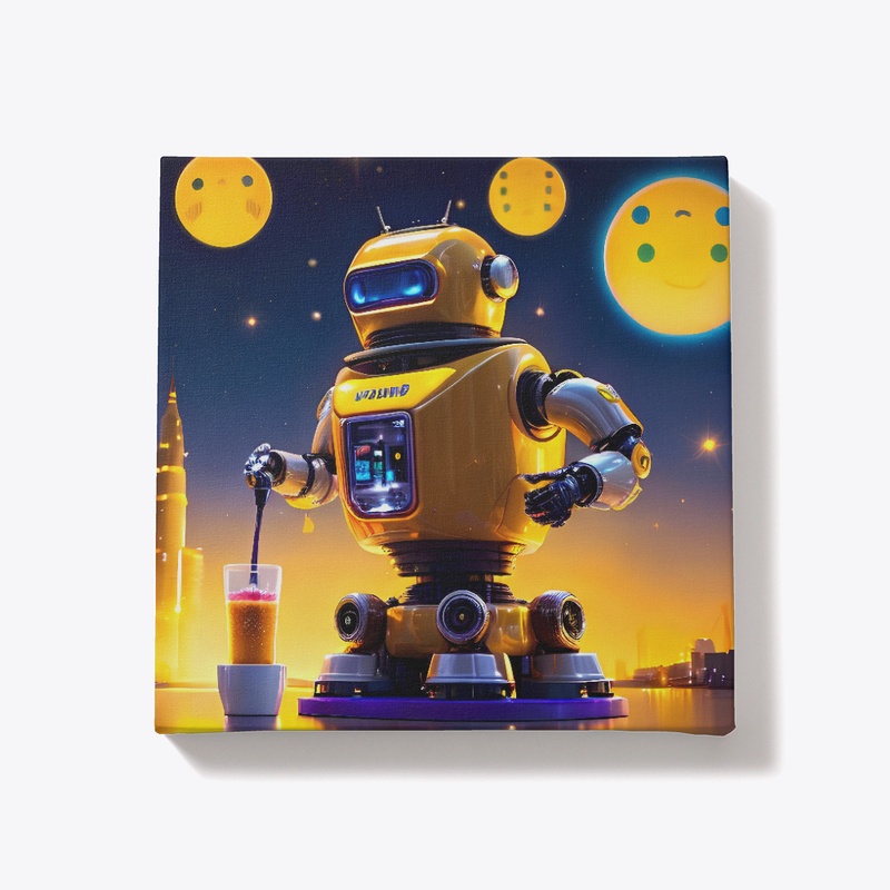 A robot with custard moons