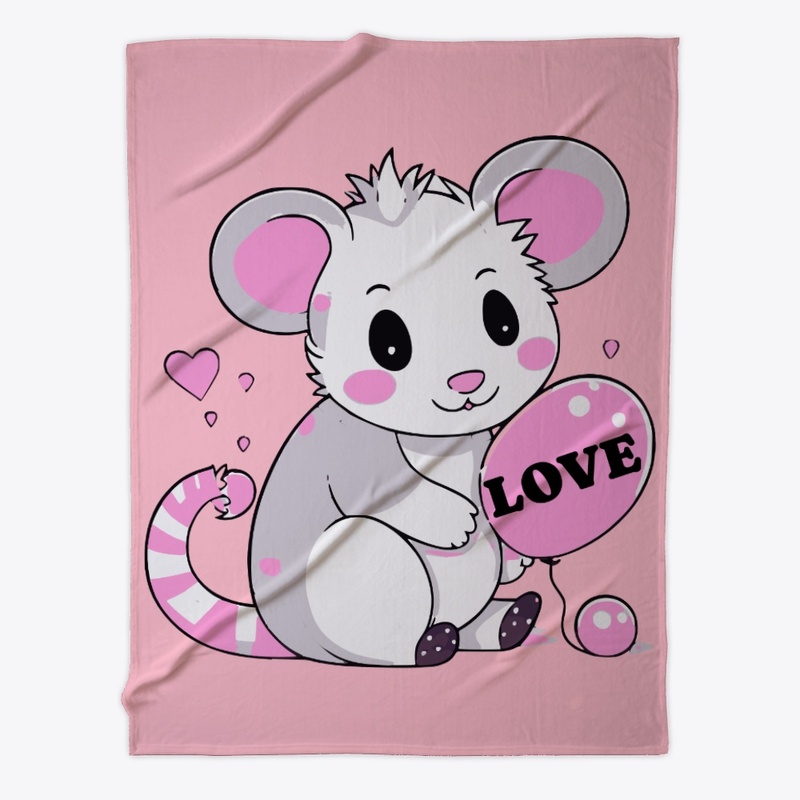 Opossum with love balloon 