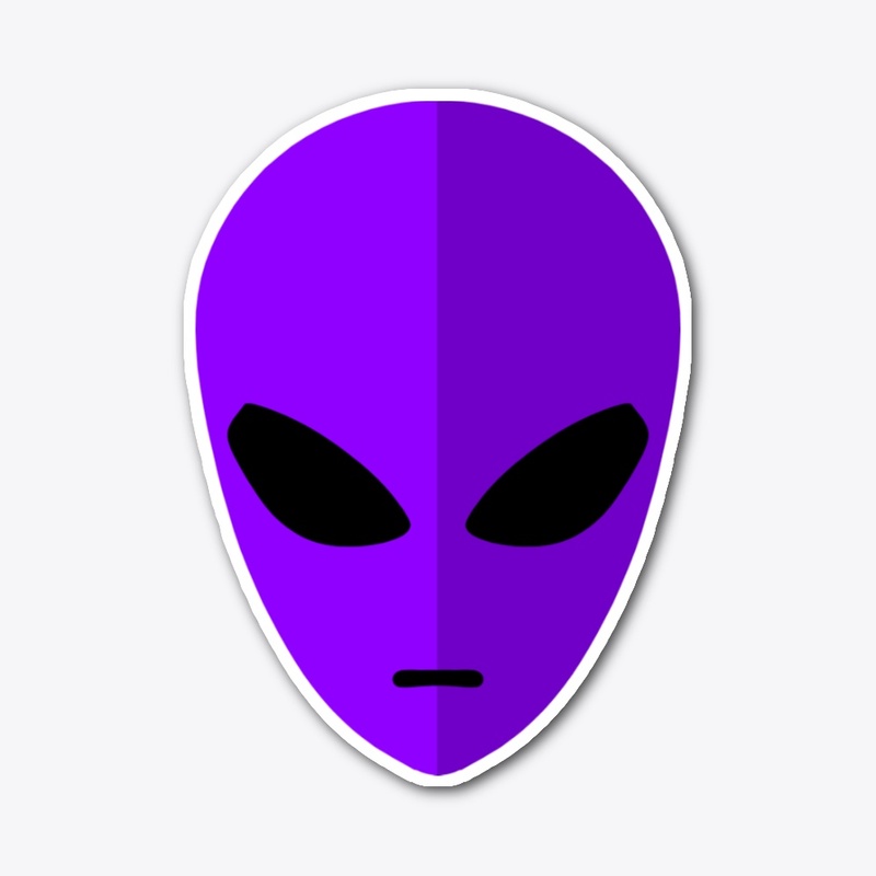 Purple Alien Head Sticker