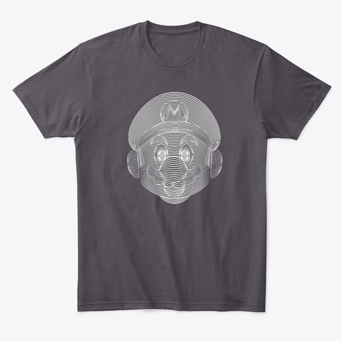 Mario Linocut White Heathered Charcoal  T-Shirt Front