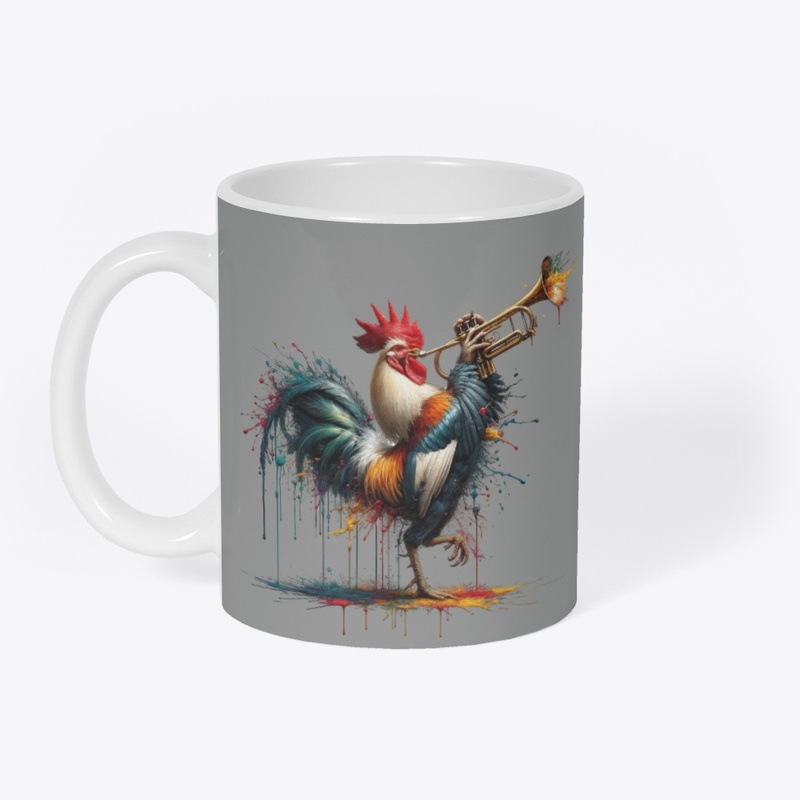 rooster playing trumpet