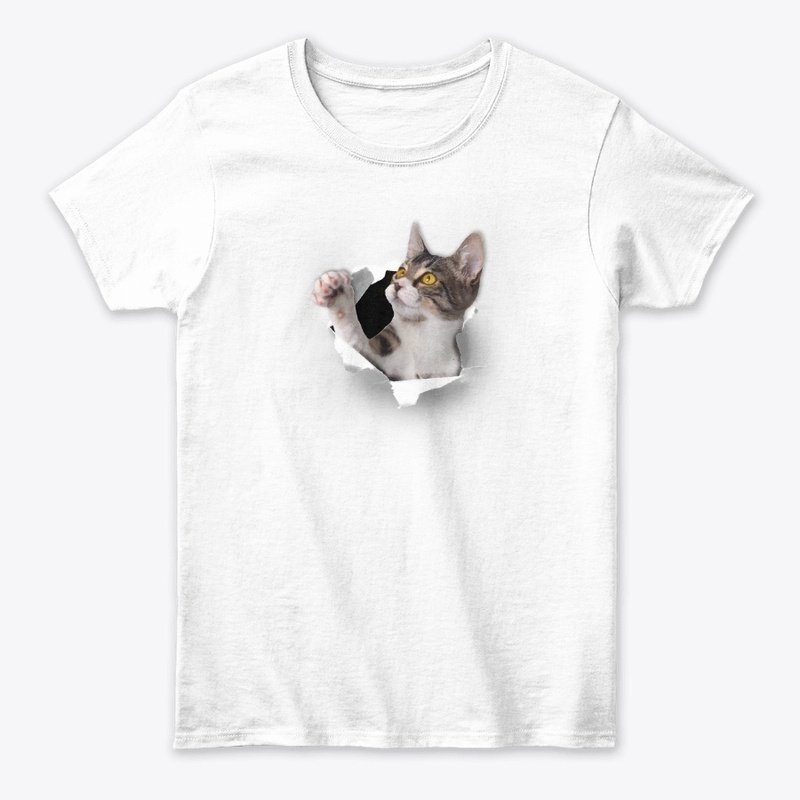Cute cat poking through the shirt