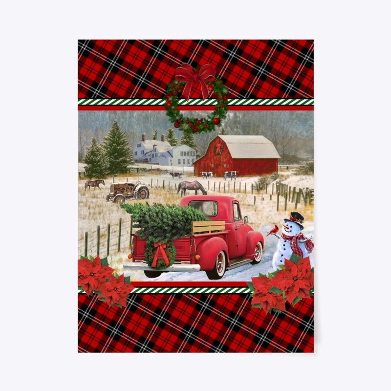 Red Truck Christmas Tree Horse Farm Gift