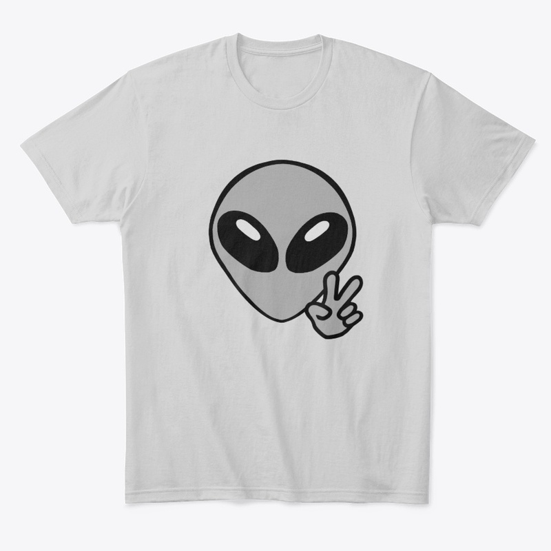 Space Alien Head With Peace Hand Sign