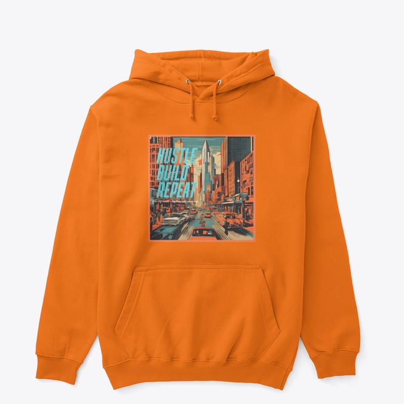 Hustle,Build,Repeat - Retro Cityscape